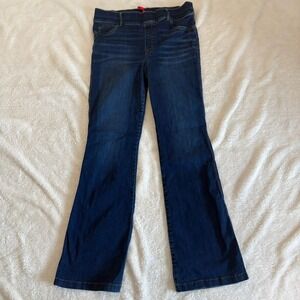 Spanx Pull On Flare‎ Jeans Women's 1x Tall Dark Wash Slimming Shaping Comfort